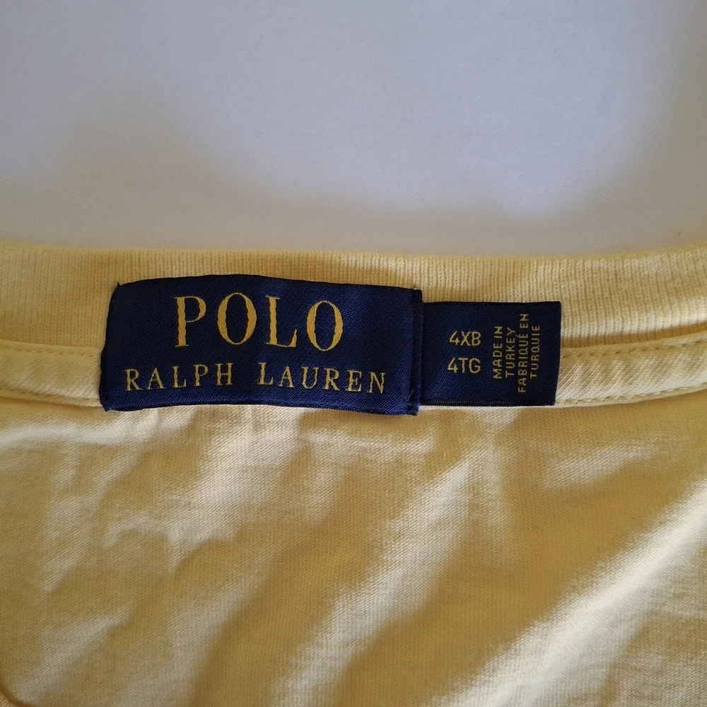 Polo Ralph Lauren T Shirt Adult 4XB Yellow Front Logo Big Tall Short Sleeve